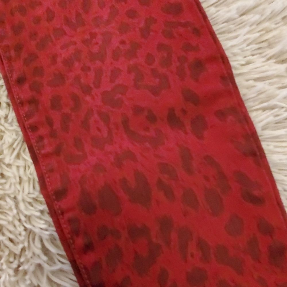 Red leopard Current Elliott stiletto skinny jeans - Picture 3 of 8